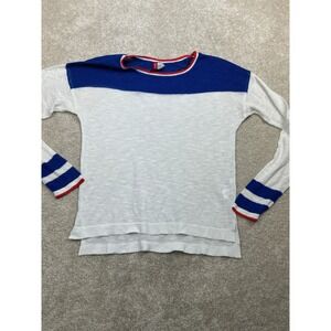 H&M Divided Colorblock Sweater XS White Blue Sheer Knit Nautical Preppy Retro